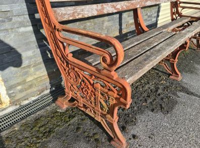 Large three section Victorian cast bench, attributed to Falkirk co.