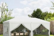 3 x 6 m Pop Up Gazebo with Sides and Windows, Height Adjustable Party Tent with Storage Bag for Garden, Camping, Event, White