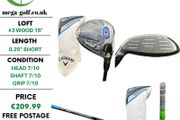Callaway Paradym Ai-Smoke Max #3 Wood 15 Degree / Tensei Blue AV 75 Stiff