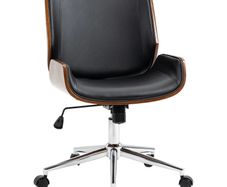 Vintage design office chair height adjustable 360 swivel chrome base 51 x 65.5 x 86-96 cm gray