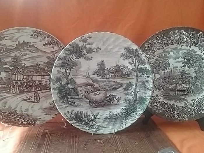 Three Rural Scene Dinner/Display Plates