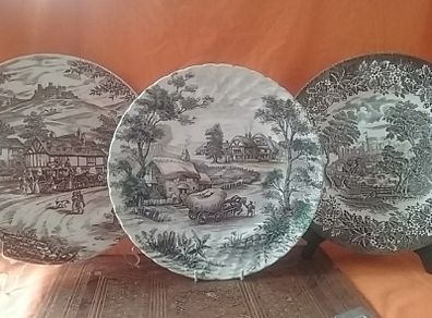 Three Rural Scene Dinner/Display Plates