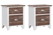 Nightstand 2 pcs with 2 Drawers Brown and White