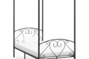 Canopy Bed Frame Grey Metal 120x200 cm