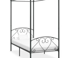 Canopy Bed Frame Grey Metal 120x200 cm