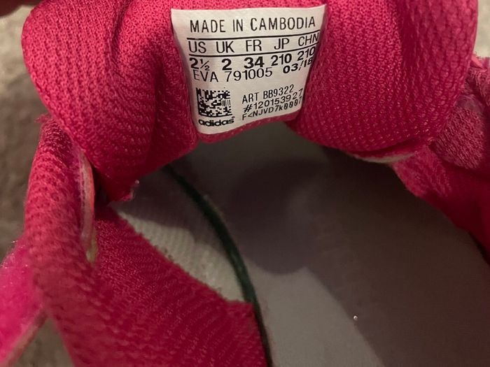 Pink Velcro adidas shoes 2uk