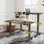 120 x 60cm Electric Standing Desk with USB Charging Port (New Sedentary Reminder), Height Adjustable Standing Desk with Cable Tray, Small Sit Stand Desk for Home Office (Brown) Image 2