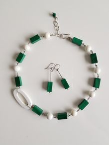 Gemstone + Silver Assymetrical Necklace