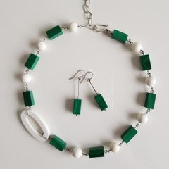 Gemstone + Silver Assymetrical Necklace