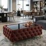 Chesterfield Coffee Table Velvet Rectangle 83x63x45cm with Glass Image 6