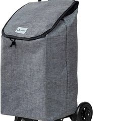 NEW SALE | Folding Shopping Trolley on 6 Wheels, Stair Climbing Shopping Cart, Grocery Trolley, Oxford Grey