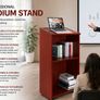 Mobile Wooden Podium Lectern with Storage Shelves and Lockable Wheels Image 7