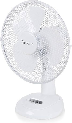 NEW SALE | Portable 12 Inch Oscillating Desk Fan with Adjustable Tilt, 3 Plastic Blades, 3 Speed Settings, White