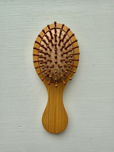 Mini bamboo hairbrush brush, perfect for travelling
