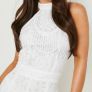 White Boohoo lace jumpsuit wide legs size UK6/8 EU34/36 Perfect condition Postage included Image 2