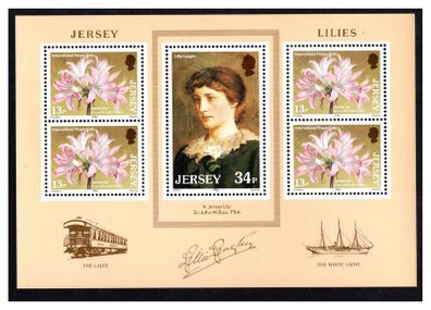 1986 Jersey: Jersey Lilies Commemorative Stamps Stamp Miniature Sheet Mint Never Hinged (MNH)