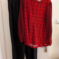 NEXT Red Top & Wide-Leg Trousers (UK 18 / 2XL)