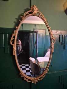 Mirror Vintage painted Gold metal framed oval Mirror