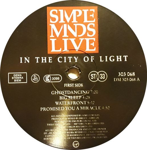 Simple Minds  Live In The City Of Light X2LPS