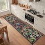 Runner Rug for Hallway ,Dark Blue Bird Washable Carpet for Kitchen with Non Slip Backing,Soft Low Pile Long Entryway Rug,Boho Animal Bedroom Floor Mat for Entrance Living Room Laundry Image 2