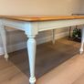Extendible Wooden dining table & 4 fabric cushioned chairs Image 2