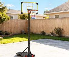 Height Adjustable Basketball Hoop and Stand with Firm Backboard and Weighted Base, Portable Wheels