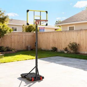Height Adjustable Basketball Hoop and Stand with Firm Backboard and Weighted Base, Portable Wheels