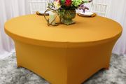 gold table cloth (6ft round) x6