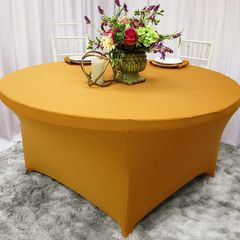 gold table cloth (6ft round) x6