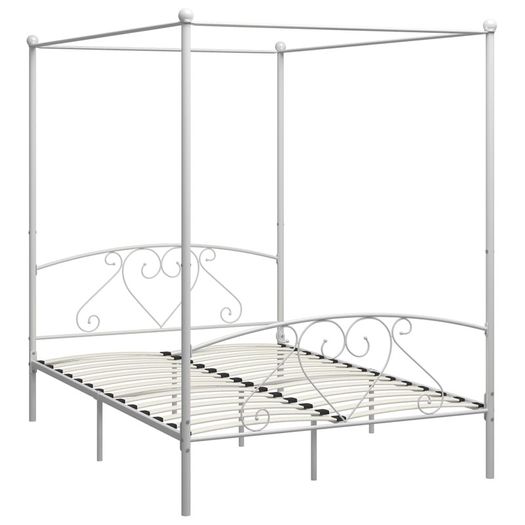 Canopy Bed Frame White Metal 160x200 cm