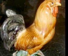 Large antique HEREND ROOSTER Art Deco era