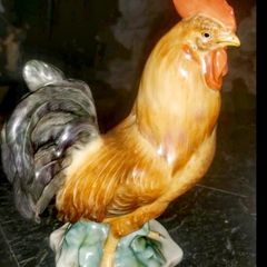 Large antique HEREND ROOSTER Art Deco era