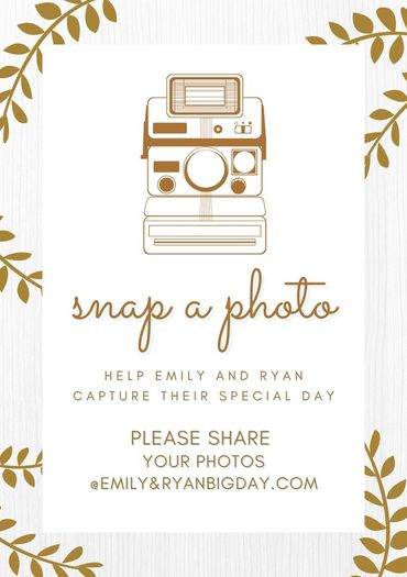 Snap a photo wedding board A3, A2, A1, A0 sizes