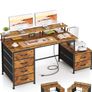 128cm Desk with Fabric File Cabinet, Computer Desk with Shelves and Drawers Image 9