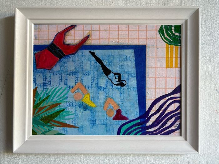 Original Art Swim Art Swimmer Pool Abstract Art Contemporary Irish Art