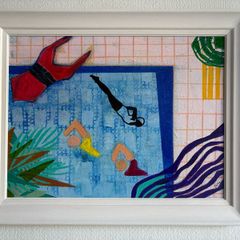 Original Art Swim Art Swimmer Pool Abstract Art Contemporary Irish Art