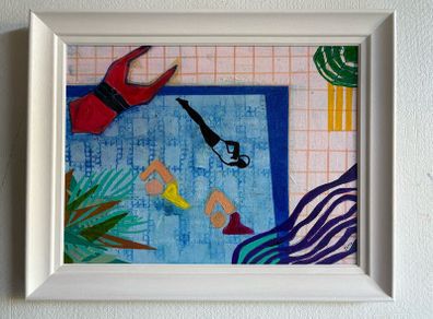 Original Art Swim Art Swimmer Pool Abstract Art Contemporary Irish Art