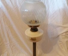 Antique Oil Lamp with Irish Hare
