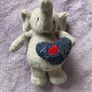 Cute Grey Elephant Plush with  Heart Image 2