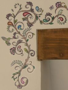 Jacobean design wall decal/sticker/art transfer vintage girl's room border trim
