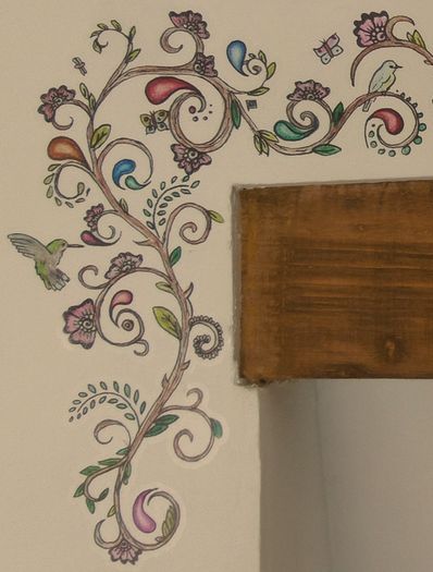 Jacobean design wall decal/sticker/art transfer vintage girl's room border trim