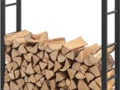 Firewood Rack Indoor Outdoor Metal 100 x 25 x 100 cm Wooden Shelter Stacking Aid for Firewood Wood Storage Firewood Stand Black