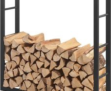 Firewood Rack Indoor Outdoor Metal 100 x 25 x 100 cm Wooden Shelter Stacking Aid for Firewood Wood Storage Firewood Stand Black