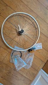 26" bike wheel with 3 speed Shimano nexus hub, cables , shifter