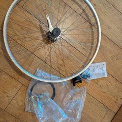 26" bike wheel with 3 speed Shimano nexus hub, cables , shifter