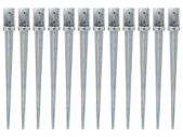 Ground Spikes 12 pcs Silver 8x8x91 cm Galvanised Steel