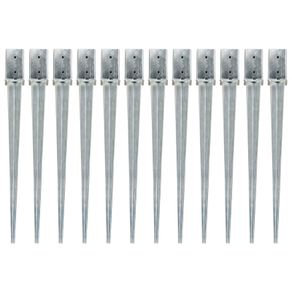 Ground Spikes 12 pcs Silver 8x8x91 cm Galvanised Steel