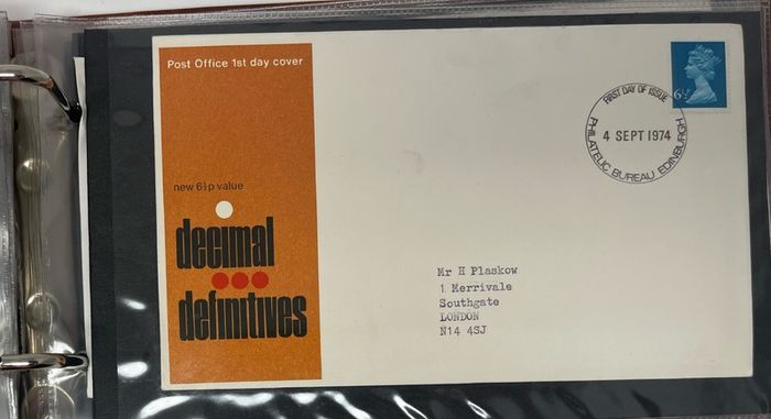 Collection of 38 Stamp First Day Covers, 1872-75 housed in Royal Mail small album with good range and including definitive values plus regionals. 38 images of contents