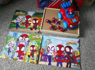 Spidey and His Amazing Friends Toy Bundle - Puzzles, Car & Figures
