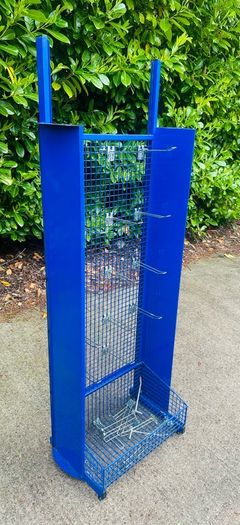 Large Blue Steel Shop Display Stand With 25 Hooks
